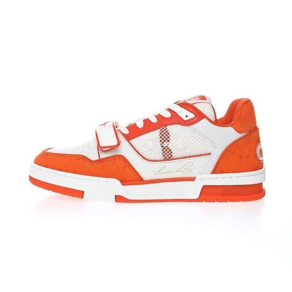 

luxury designer casual shoes trainer orange white sneakers denim trainers low cut sneakers good quality mkjkkk000004238u, Red;white