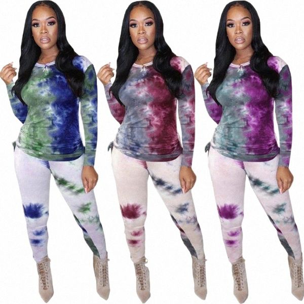 

women's tracksuits autumn winter women casual fashion tie dye print sports two piece set and pants tracksuit sweatsuit outfits 2021 wom, Gray