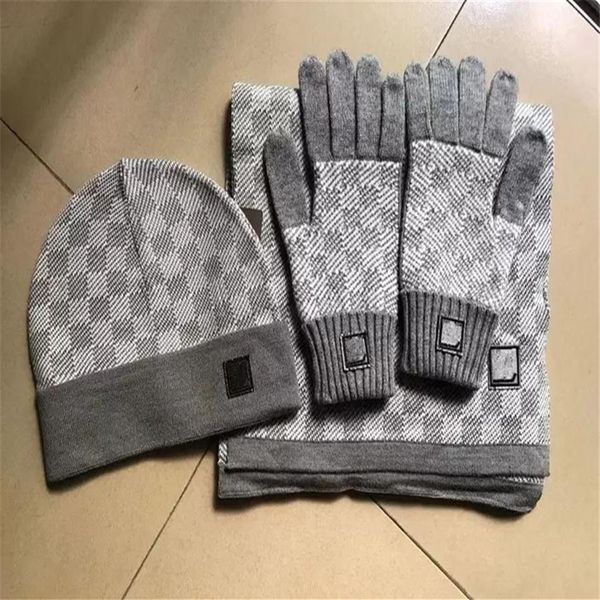 

x scarf 20 luxury brand hat scarf glove sets women men designer scarves cap gloves winter outdoor ski warm beanies set box220g, Blue;gray