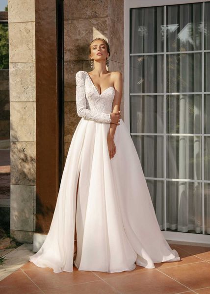 

new wedding dress spring summer one shoulder slim fit dress yl84w, White
