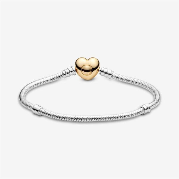 

pandora bracelets for women jewelry 2021 charms sterling silver 925 original heart clasp snake chain bracelet268z, Golden;silver