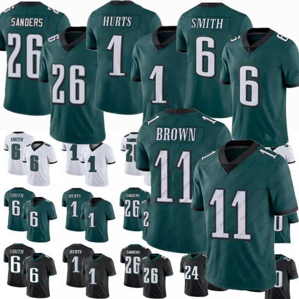 

90 davis 6 devonta smith jersey tees men women youth 11 aj brown 1 jalen hurts eaglees 62 jason kelce 26 miles sanders 20 brian dawkins 2 da, Black
