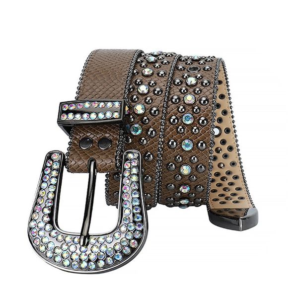 

ladies western rhinestone belts men's belt personality hip hop punk style rivets alloy pin buckle pants belt drop ship, Black;brown