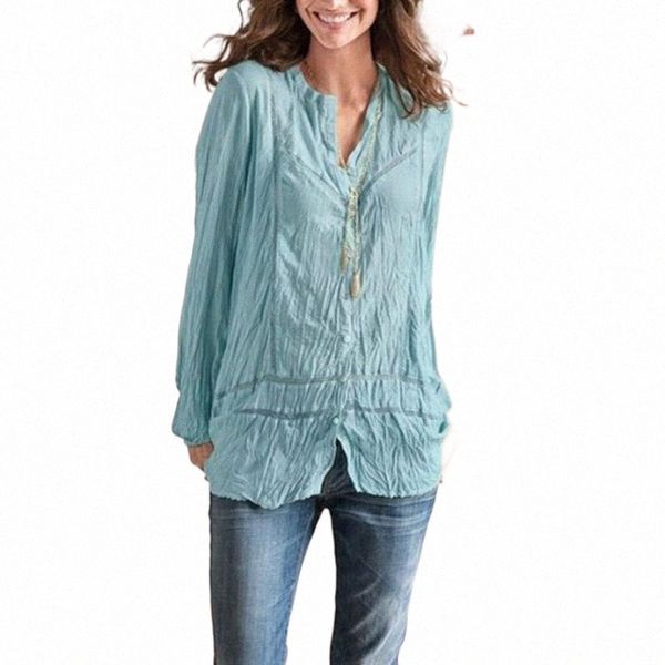 

women's blouses & shirts women ruffle white blouse autumn summer v-neck long sleeve solid loose shirts lace blusas mulher elegantes wo