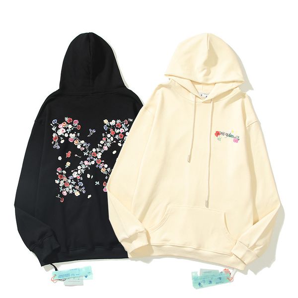 

men's hoodies sweatshirts 2021 autumn and winter new off plant flower series hoodie for men women 7uvb, Black