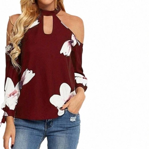 

women's blouses & shirts womens off-shoulder printed long sleeve ladies off shoulders blouse women casual loose style summer shirts co, White