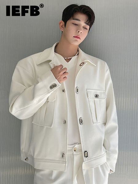 

men s jackets iefb casual jacket metal big pocket decorative korean style simple solid color fashionable coat 9a1743 220909, Black;brown