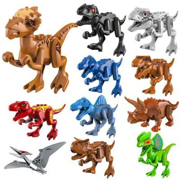 

3d41901-08 jm027-38 84pcs lot building block bricks dinosaur pterosaur indomirus t-rex tricera brick baby toys children gift2655