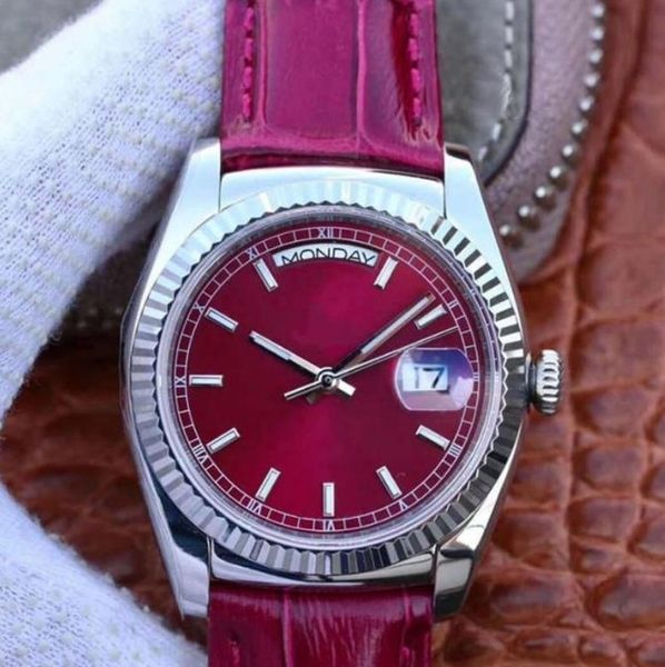 

aaa women's automatic mechanical watch watches tape watchband leather strap folding buckle sport waterproof ladies wristwatch, Slivery;brown