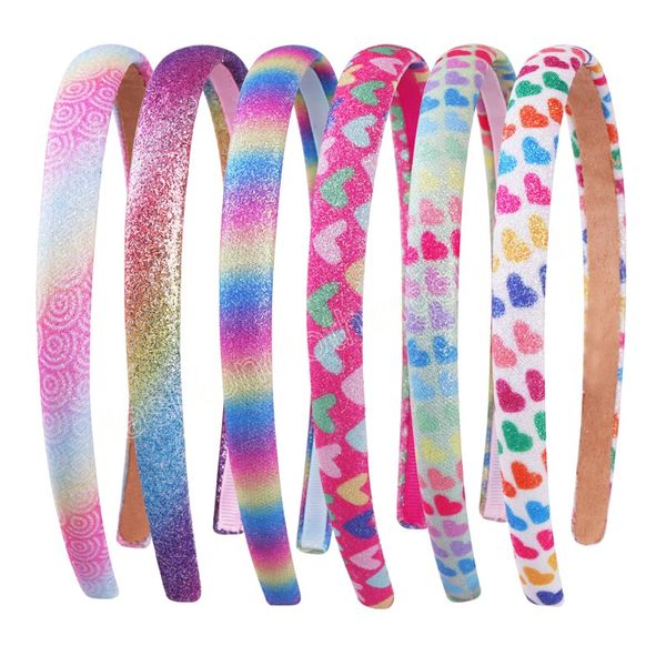 

children's gradient color heart wide brim fabric headband princess girl hair accessories headdress, Slivery;white