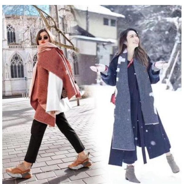 

fashion-studio hang tag shawl with designer scarves for fashionable eleganear luxury scarf acne letter long warm scarfs2503, Blue;gray