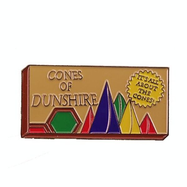 

other fashion accessories parks and rec board game ben wyatt the cones of dunshire enamel pin geek nerdy cones hexagons wizards brooch, Silver