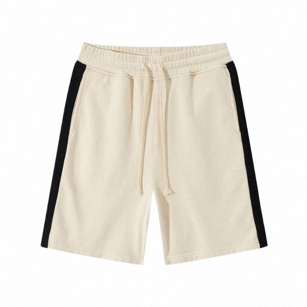 

men's shorts men's shorts 2022 fashion street men and women earth color stitching side strap 380g cotton sports fitness 2 colors q, White;black