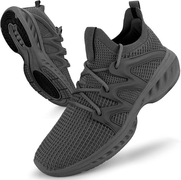 

grey women's walking shoes fashion sports breathable bottomless shoes