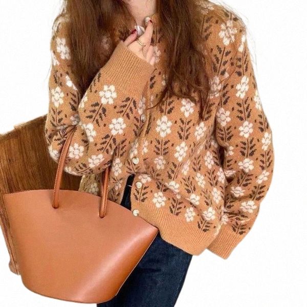 

women's knits & tees women's knits & tees spring autumn print sweater women vintage o-neck knitwear cardigans jacket korean style, White