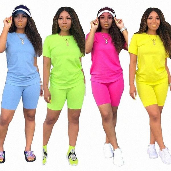 

women's tracksuits fashionable solid color t-shirt and shorts casual suit summer women round neck short two pcs sets women's track, Gray