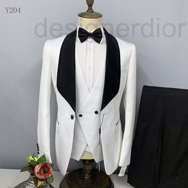 

men's suits & blazers designer wedding banquet man groom men's suit three piece green fruit collar business fashion jxsn, White;black
