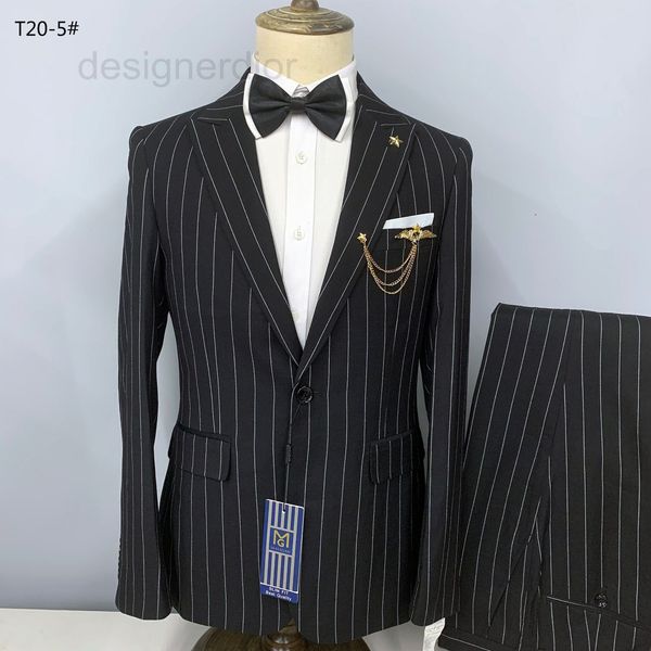 

men's suits & blazers designer suit two-piece suit stripe slim fit business professional formal casual small man bridegroom wedding dre, White;black