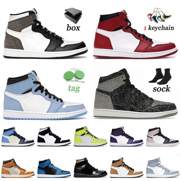 

new jumpman 1 1s men basketball shoes chicago university blue dark mocha visionaire carbon fiber bubble gum seafoam mens women sneakers trai