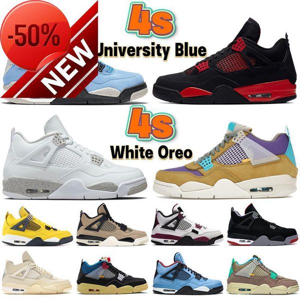 

basketball shoes 4 4s university blue white oreo shimmer red thunder metallic purple taupe haze black cat bred men women sneakers