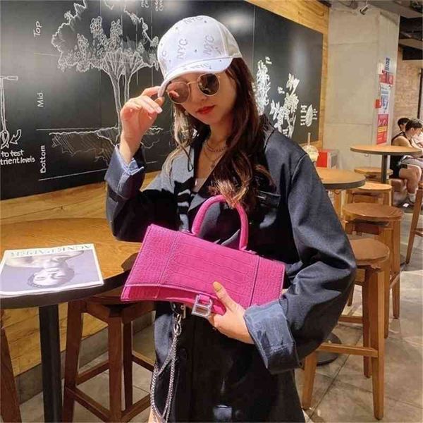 

new evening bags designer baienciagas handbags layer crocodile pattern women's bag hourglass bag net red the same versatile portable