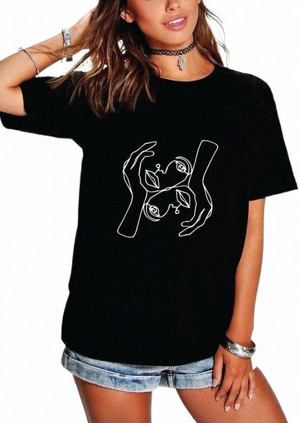 

women's t-shirt women's t-shirt tshirts 90s aesthetic clothing hipster tees drop teewhite shirts one line drawing short sleeve g1a, White