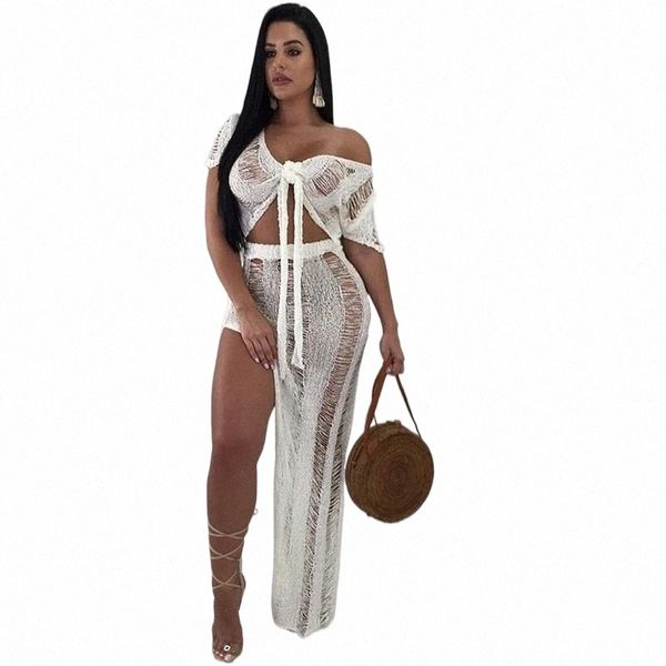 

women's swimwear pieces set crochet beach cover up swim maxi dress off shoulder crop and high waist bikini cover-up knitting swimwear w, White;black