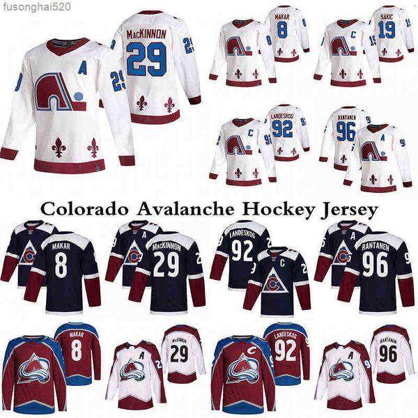 

29 nathan mackinnon colorado avalanche jersey 8 cale makar 19 joe sakic 92 gabriel landeskog 96 mikko rantanen hockey jerseys nhl's jer, Black