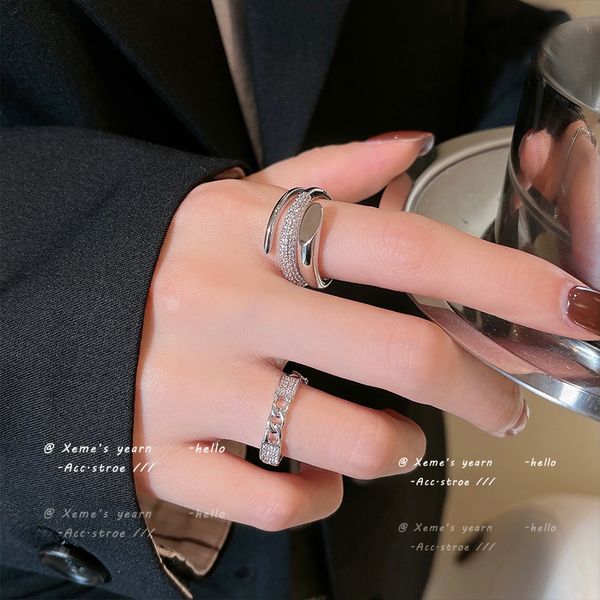 

design sense 2022 new classic plain ring micro set adjustable rings for woman girls korean fashion jewelry party set accessories, Golden;silver