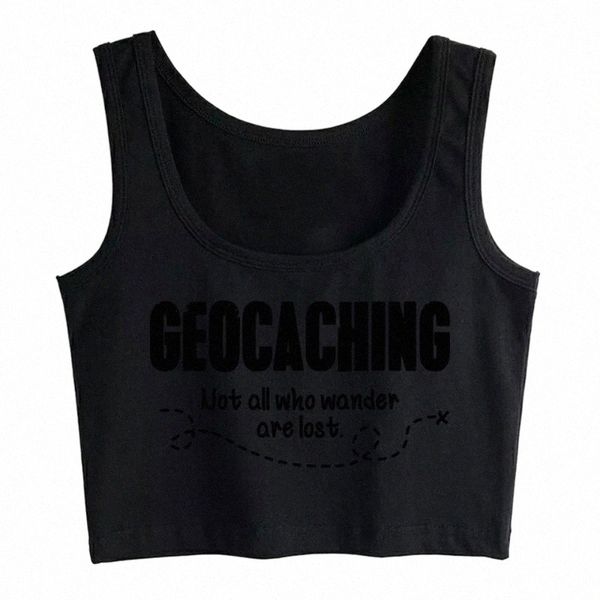 

women's tanks & camis women's tanks & camis boho crop geocaching not all who wander are lost fashion vintage print y2k womens blu, White