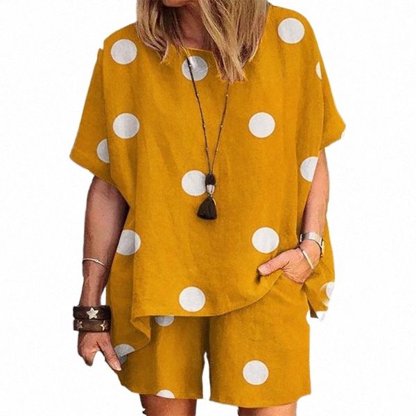 

women's tracksuits women's tracksuits women o-neck half sleeve print tee shorts set cotton flax summer blouse fashion elastic birt, Gray