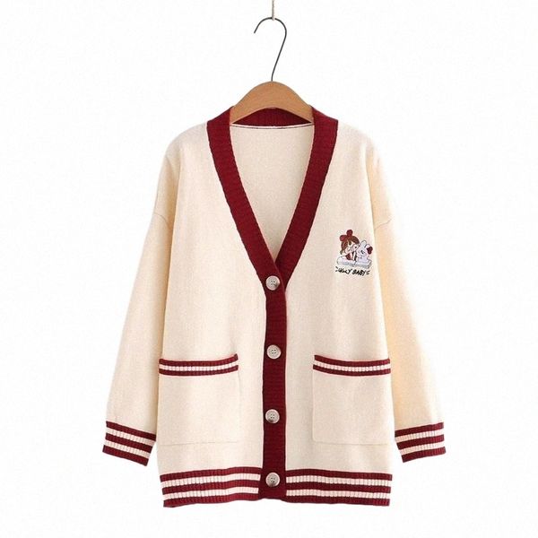 

women's knits & tees women's knits & tees 2022 autumn women harakuju embroidery kawaii knitted cardigan sweater jumper sweet long, White