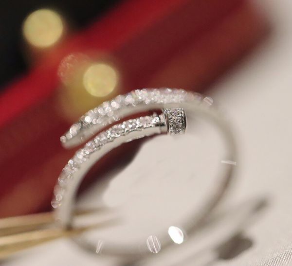 

v gold material band thin nail ring with diamond platinum color have box stamp ps7509, Silver