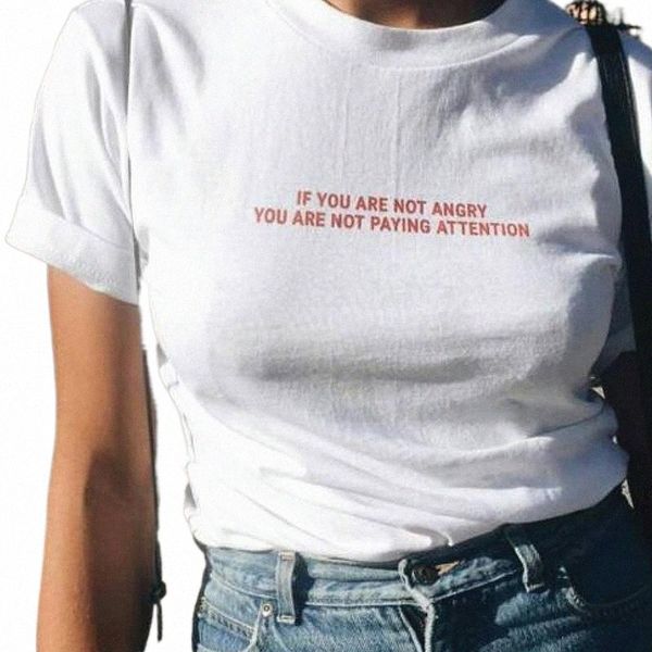 

women's t-shirt women's t-shirt if you are not angry paying attention red letter women t shirt casual funny for lady tee hipster e, White