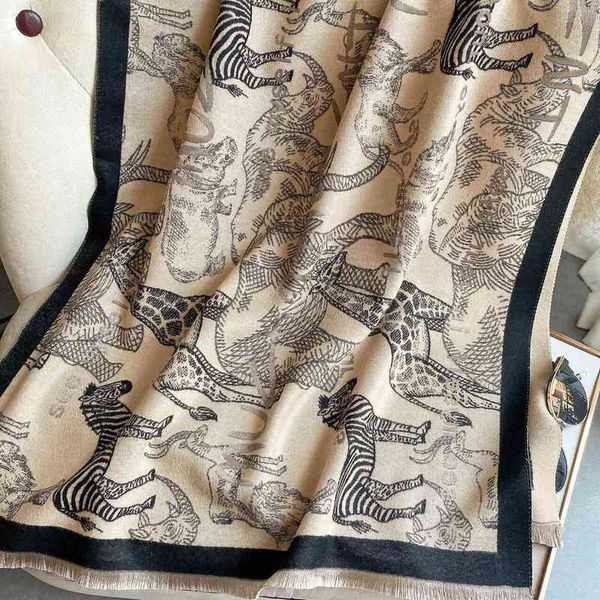 

new jacquard imitation cashmere in autumn and women's short beard tassel travel with versatile scarf for warmth preservation lvqa, Blue;gray