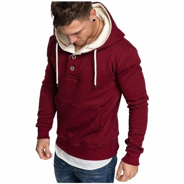 

men's hoodies & sweatshirts men's hoodies & sweatshirts spring autumn hooded sweatshirt men fashion neckline button mens fleece vi, Black