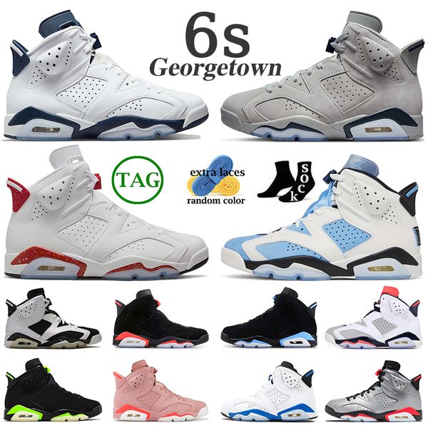 

6 6s men women basketball shoes georgetown unc gold hoops electric green midnight navy hare black cat bred oreo reflective silver sports