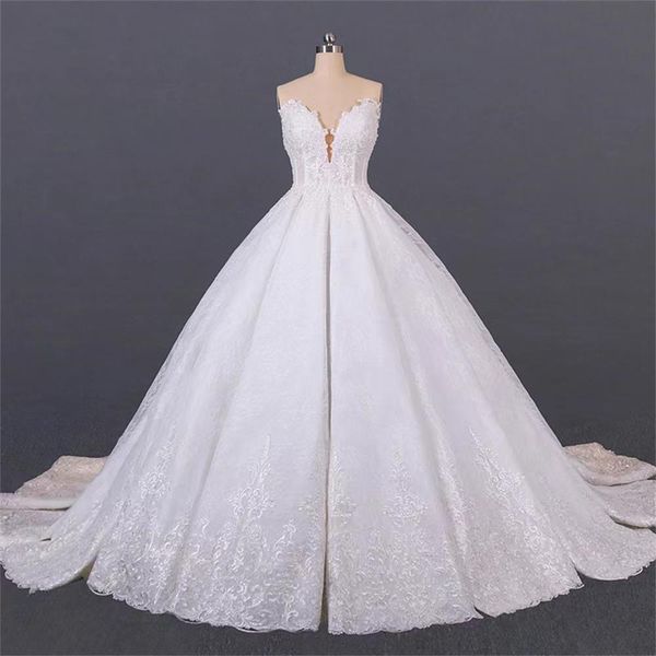 

lace tube wedding dress v-neck straps big trailing temperament beautiful slim slim backless bride my102412, White