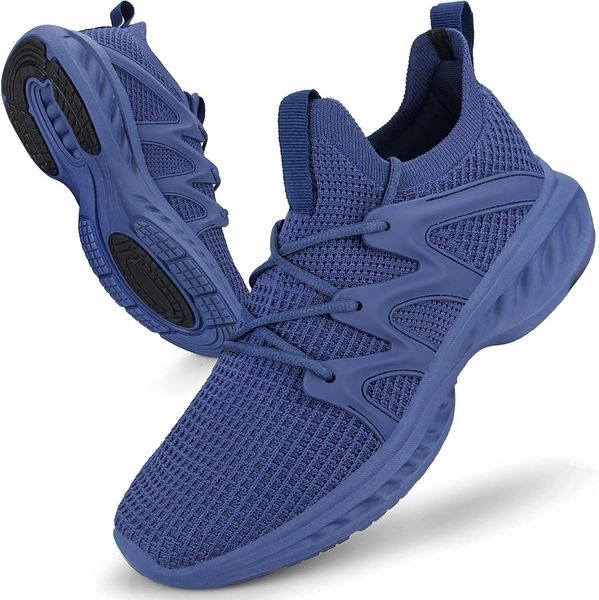 

blue women's walking shoes fashion sports breathable bottomless shoes