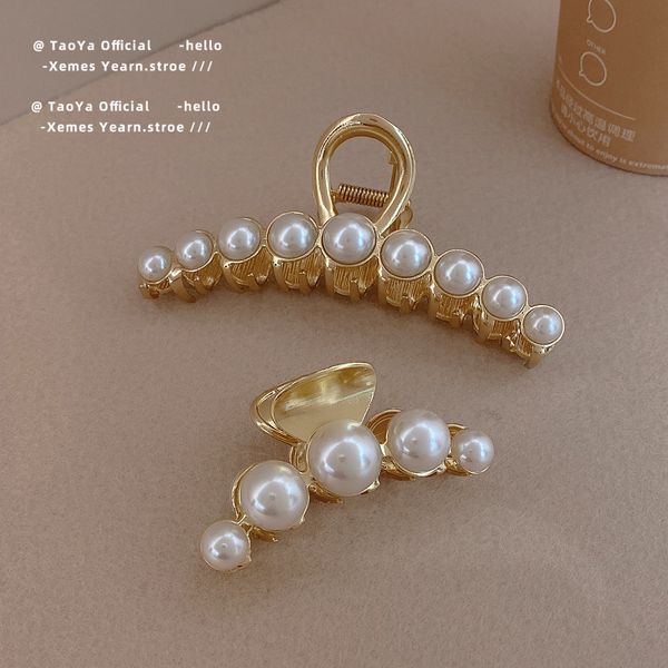 

fashion pearl clip 2022 new versatile headdress lady simple curling clip korean classic jewelry accessories for womans hairpin, Slivery;golden
