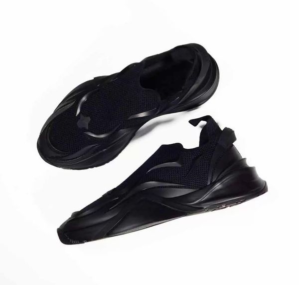 

2022s sneakers shoes trainer flow mesh runner slip-on knit corrugated sole techniques rubber embellished lightweight sports, Black
