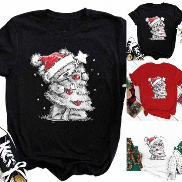 

women's t-shirt women's t-shirt christmas cute bear pattern t-shirts for womens short sleeve aesthetic graphic tee ladies streetw, White