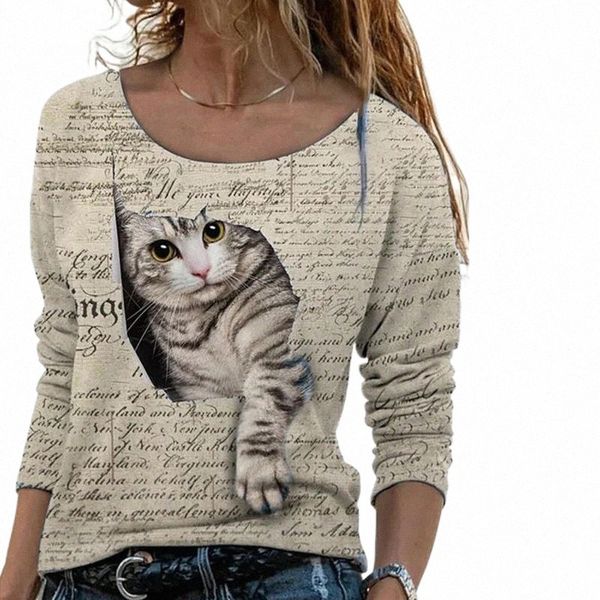 

women's t-shirt women's t-shirt vintage clothes 2022 autumn winter animal print long sleeve t shirt women casual o- neck y2k pullo, White