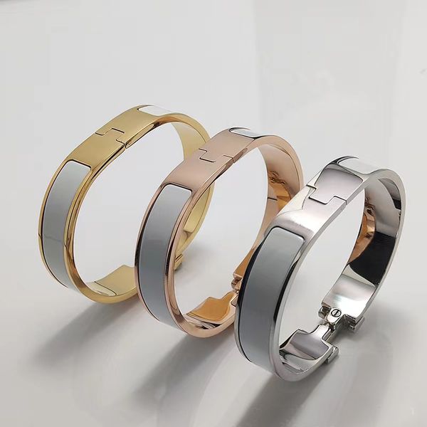 

high-end men's and women's bangle bracelets fashion designer classic enamel h bracelets luxury ladies party jewelry accessories, Black