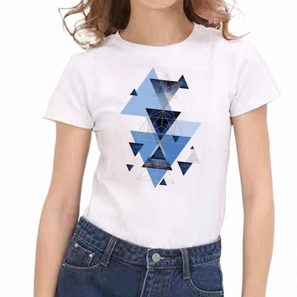 

women's t-shirt women's t-shirt fashion women t-shirts geometry print girls tee white t shirts female clothing summer short sleev