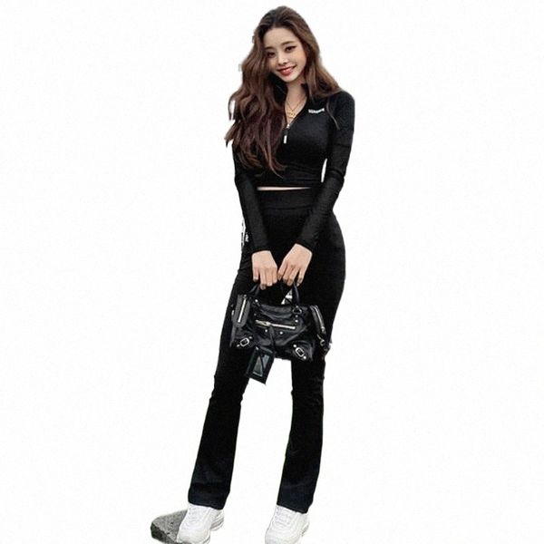 

women's tracksuits spring women slim fitness casual sporting 2 pcs set long sleeve zipper crop & skinny pencil pants female tracksuit, Gray