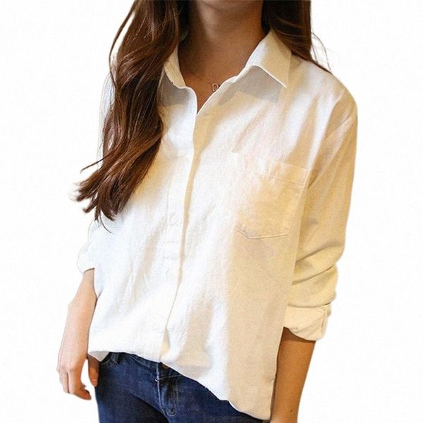 

women's blouses & shirts blusas mujer de moda 2021 long sleeve white blouse women turn down collar office ladies womens and blouses c3