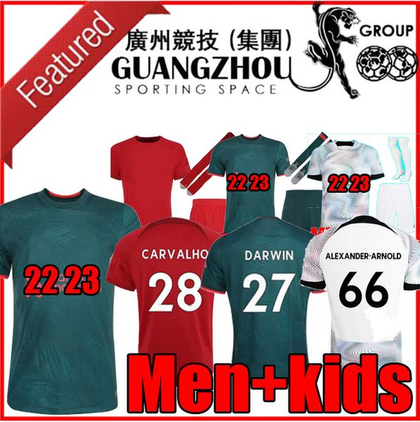 

22 23 season soccer jersey home away 3rd darwin 2022 2023 mohamed diogo luis diaz alexander arnold football kit shirts men kids kits unifor, Black;yellow