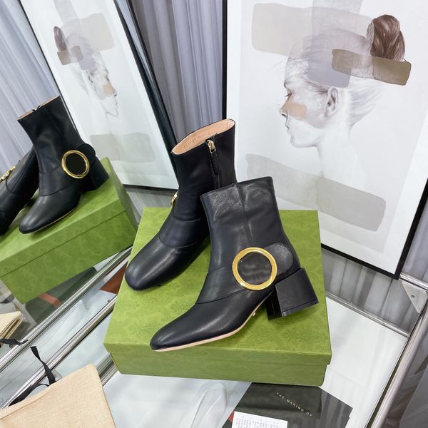 

2022 new designer square toe boots leather fashionable and elegant spring and autumn style euro 35-41 us 4-10, Black