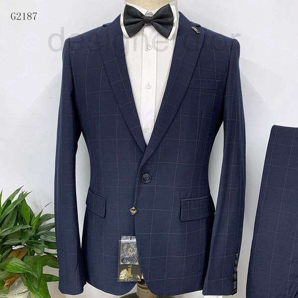 

men's suits & blazers designer four seasons suit blue plaid slim fit two underpants formal office collar men's oy97, White;black